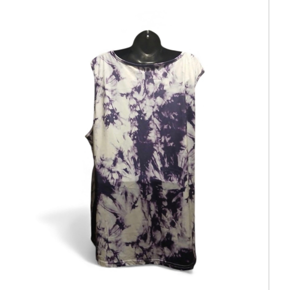 Women's Plus 5XL Tie Dye V-Neck Sleeveless Tunic Top Purple White (JC255) - Picture 2 of 7